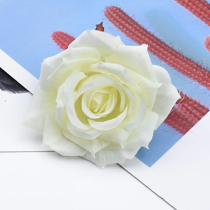 Artificial Silk Rose Flower Heads 5/10 Pcs – Wedding & Decor