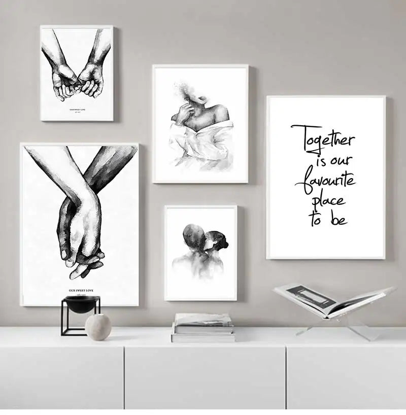 Nordic Black & White Love Quote Canvas Wall Art | Minimalist Canvas Wall Art Peaceful Pleasures Health and Wellness