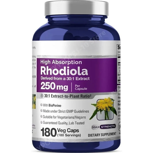 Rhodiola Rosea 250mg Capsules – Energy & Mood | 180 Veg Caps Herbal Supplement Peaceful Pleasures Health and Wellness