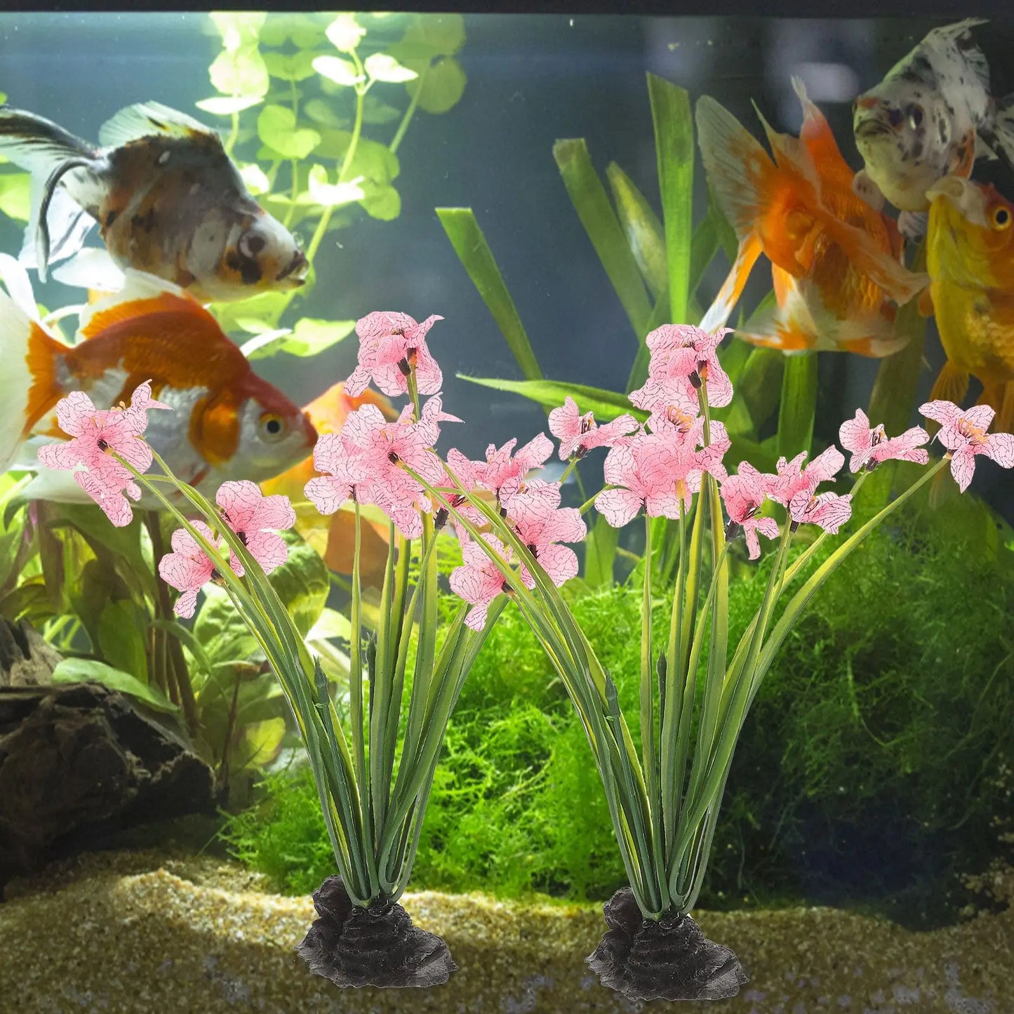 2-Pack Silk Aquarium Plants Pink Purple | Fish Tank Décor