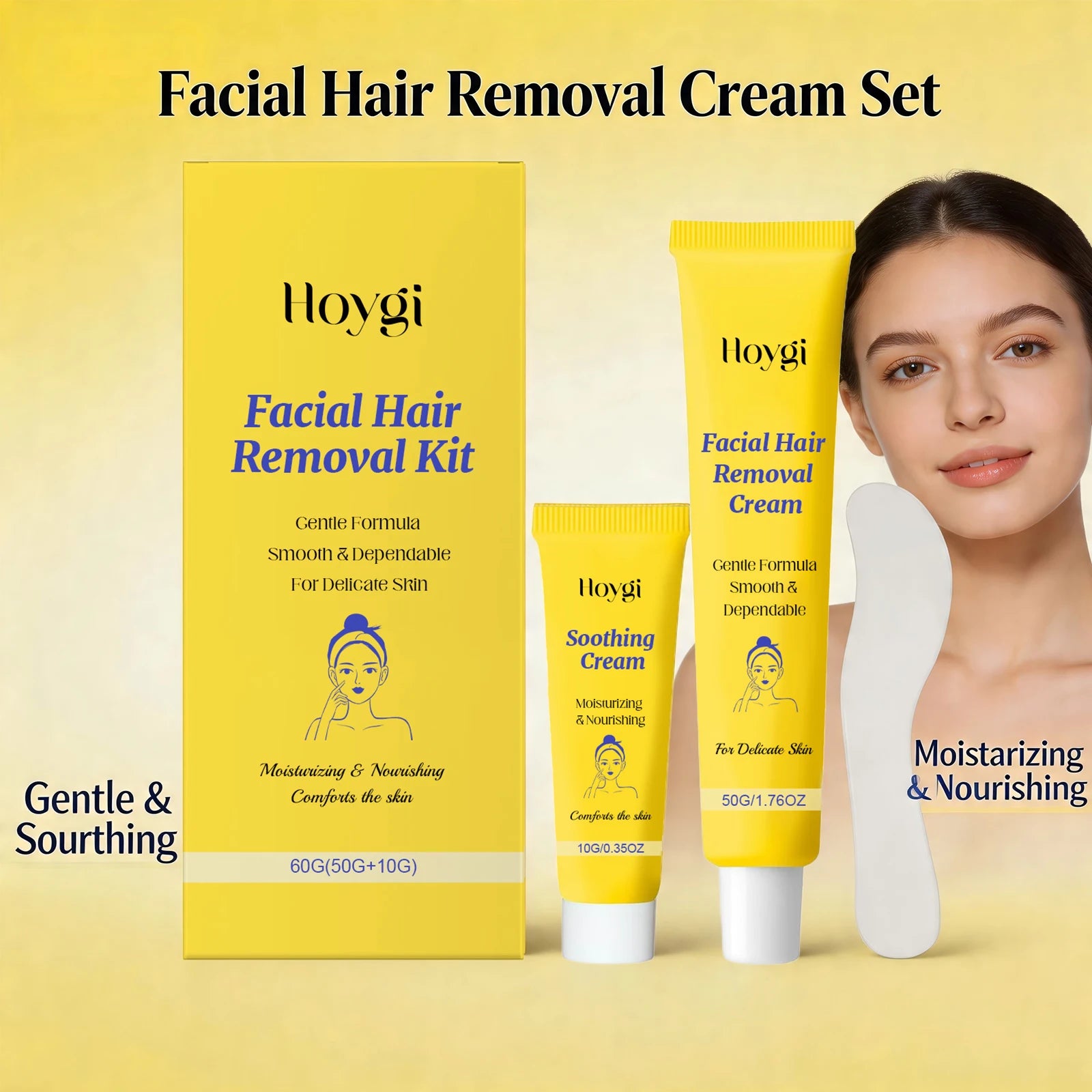 Facial Hair Removal Cream Set for Chin & Upper Lip Removes Fine Hair Depilatory Skin Smooth Shea Butter Facial Hair Remover Kit Peaceful Pleasures Health and Wellness
