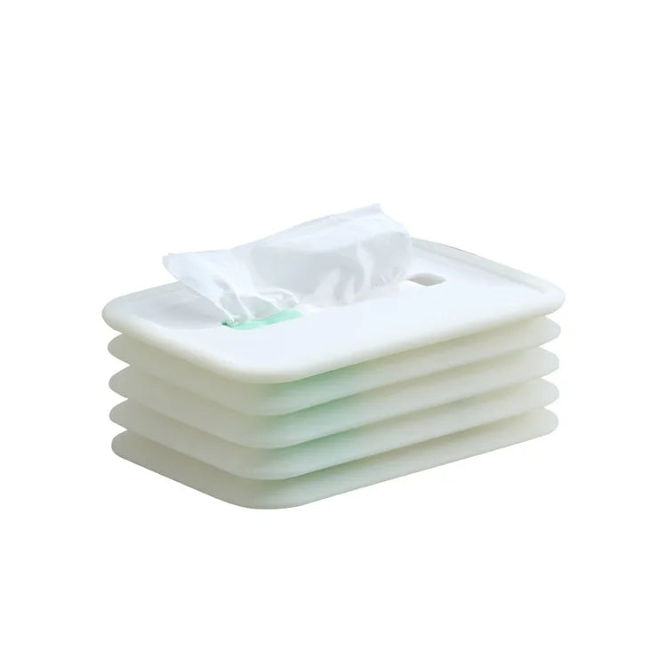 Luminous Paper Towel Box Desktop Silent Coreless Roll Paper Box Paper Tissue Box Automatic Downward Compression Telescopic Thin Peaceful Pleasures Health and Wellness White