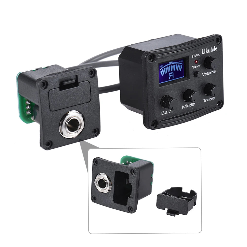 3-Band EQ Equalizer Tuner System LCD Display Small Guitar Ukulele
