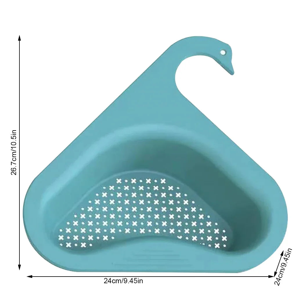 Kitchen Sink Drain Strainer Basket Leftover Garbage Filter Swan Shape Hanging Vegetable Washing Drainer Triangular Storage Rack Peaceful Pleasures Health and Wellness