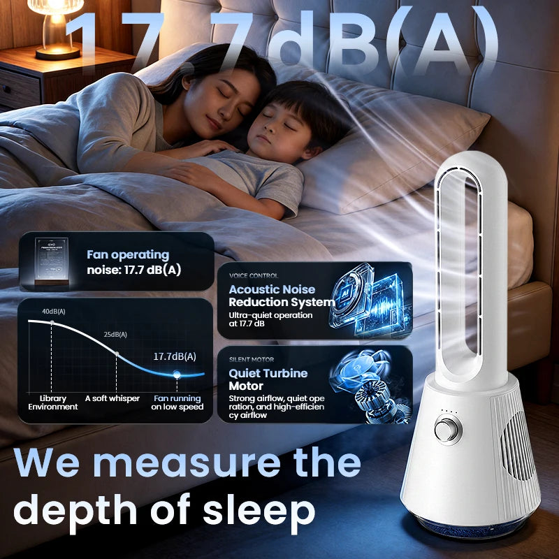 2026 Ultra Quiet Bladeless Electric Tower Fan Air Purification Circulation 3000mAh for Dormitory Desk Floor Peaceful Pleasures Health and Wellness