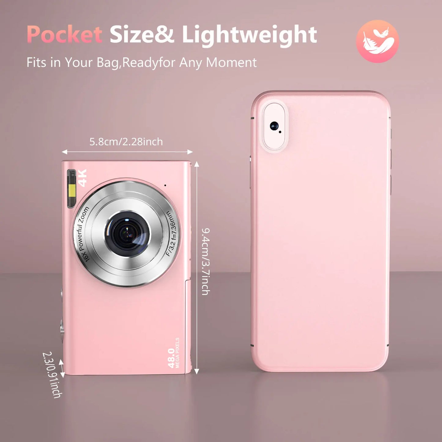 4K Digital Camera 48MP Autofocus Vlogging Camera for Kids & Adults