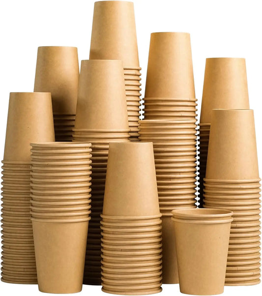 8 oz Kraft Paper Cups Disposable Paper Coffee Cups Hot/Cold Drinking Cup for Water Coffee Juice Unbleached Cups for Party Picnic Peaceful Pleasures Health and Wellness