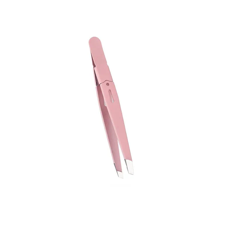 Eyebrow Tweezer Colorful Hair Beauty Fine Hairs Puller Stainless Steel Slanted Eye Brow Clips Removal Makeup Tools Peaceful Pleasures Health and Wellness Pink