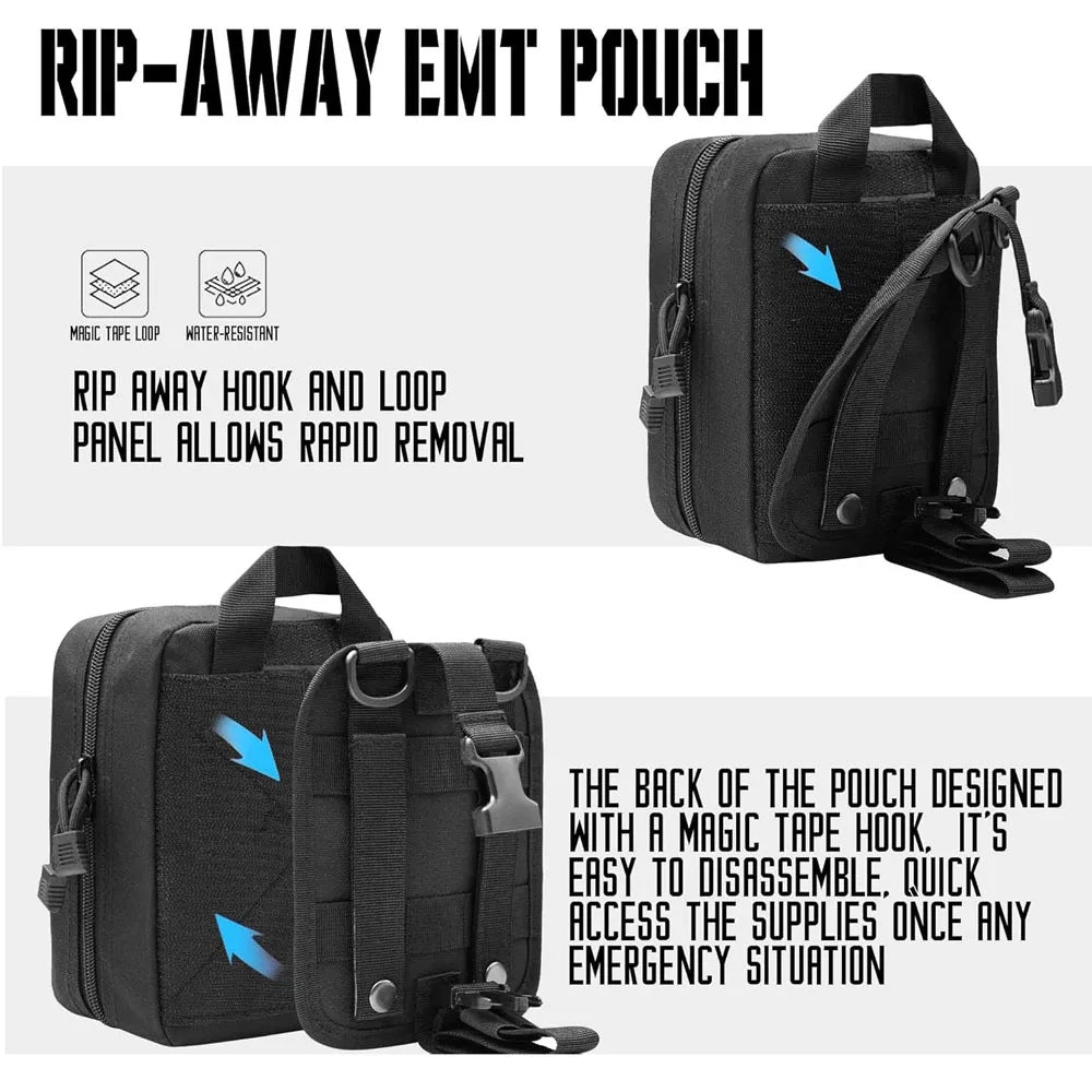 1000D Portable Tactical First Aid Kit Medical Bag Empty First Aid Pouch Bag for Camping Hiking Travel Survival Tools EDC Pouch Peaceful Pleasures Health and Wellness
