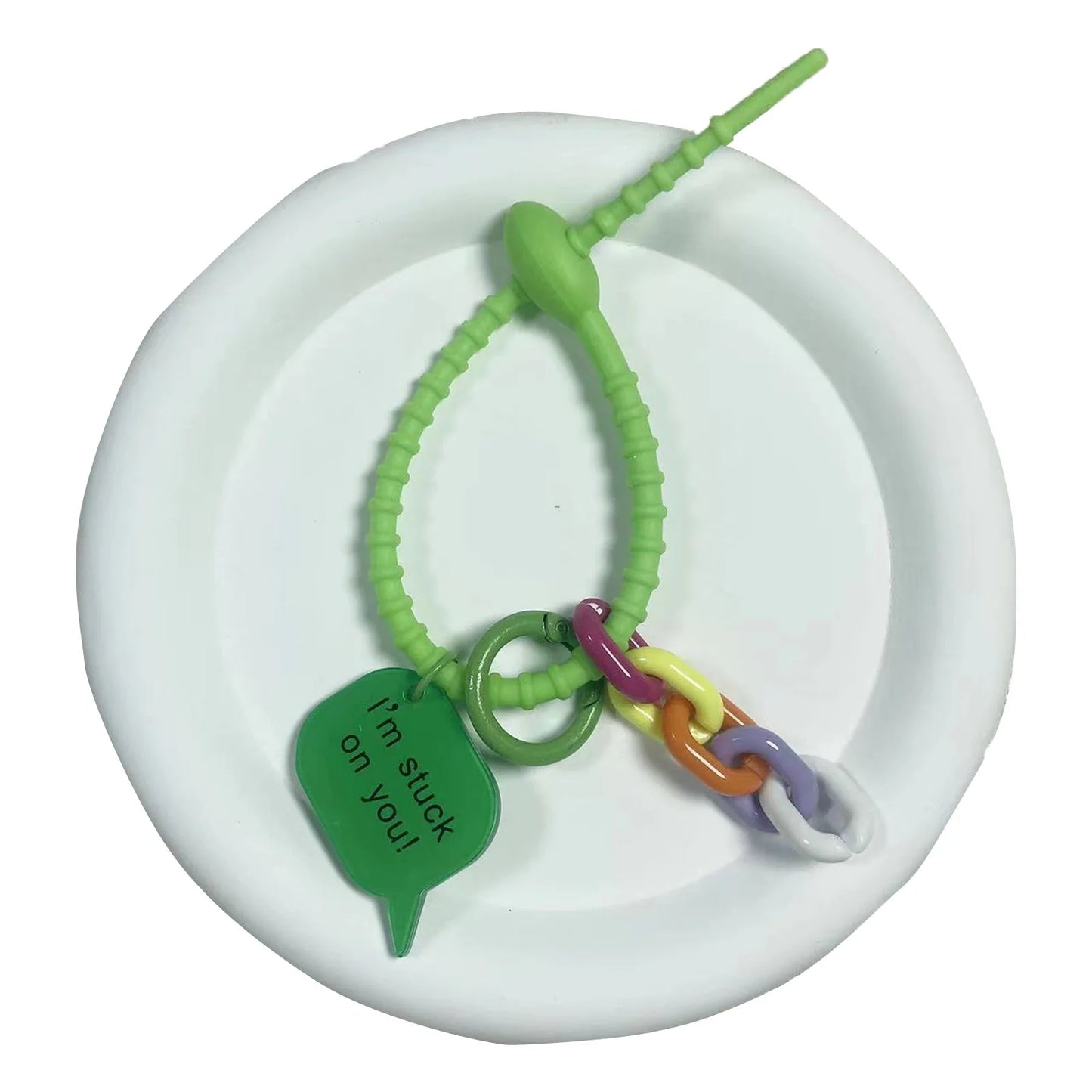 Fashionable Ribbon Keychain Small Monster Doll Anti Lost Hanging Accessories for Birthday Anniversary Gifts Peaceful Pleasures Health and Wellness Green
