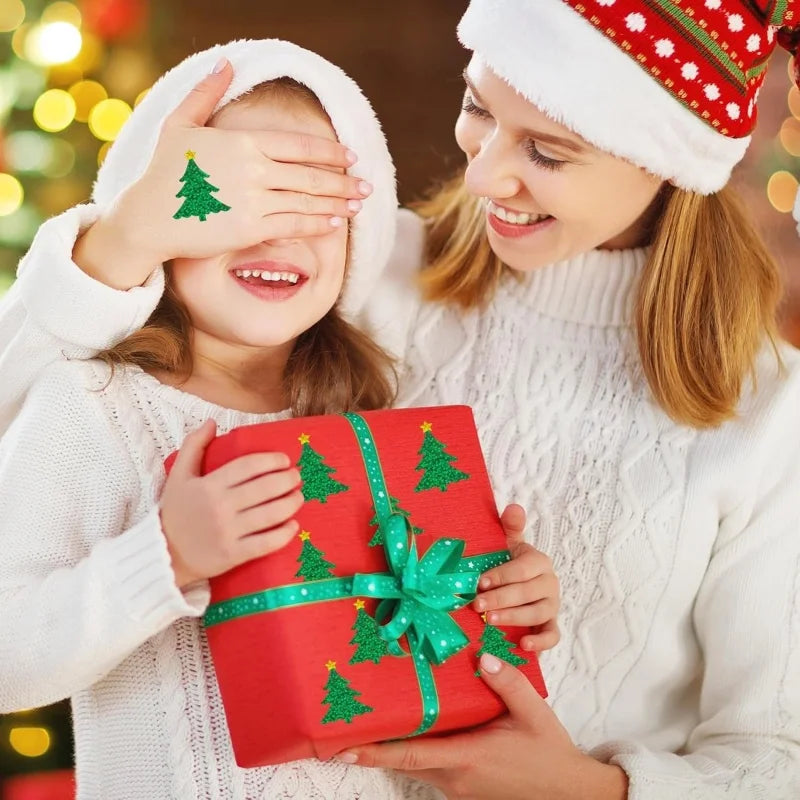 Santa Hat Stickers Roll Self-adhesive Laser Glitter Christmas
