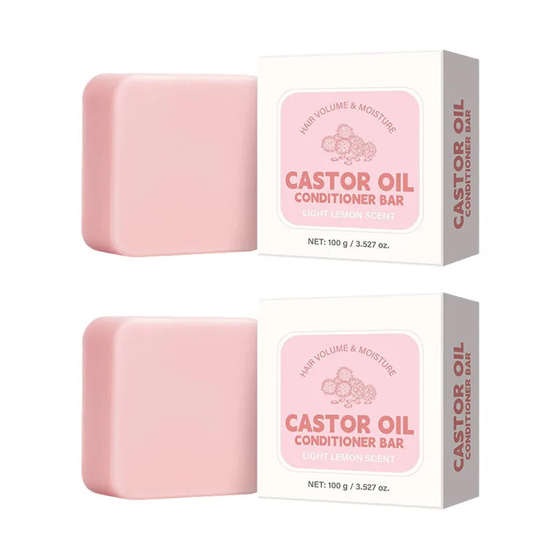 Castor Oil Conditioner Soap Bar,Moisturizing Nourishing Solid Shampoo,Strengthen Hair Roots Care,For Dry Frizzy Damaged Hair Peaceful Pleasures Health and Wellness Hair Soap 2pcs