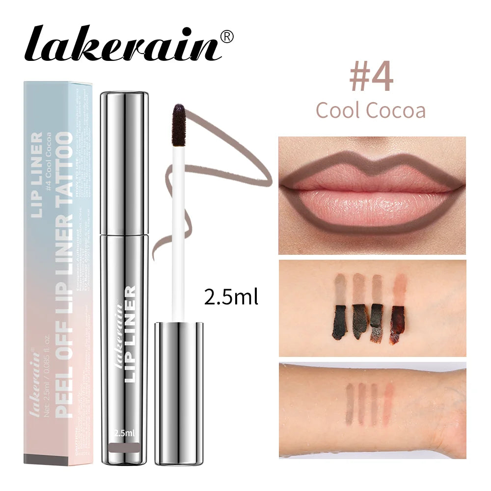 4colors Highly Pigmented Lip Liner Tattoo Matte Peel Off Enhance Lip Liner Lasting Lip Stain Waterproof Transfer-proof Lipstick Peaceful Pleasures Health and Wellness 04 Cool Cocoa