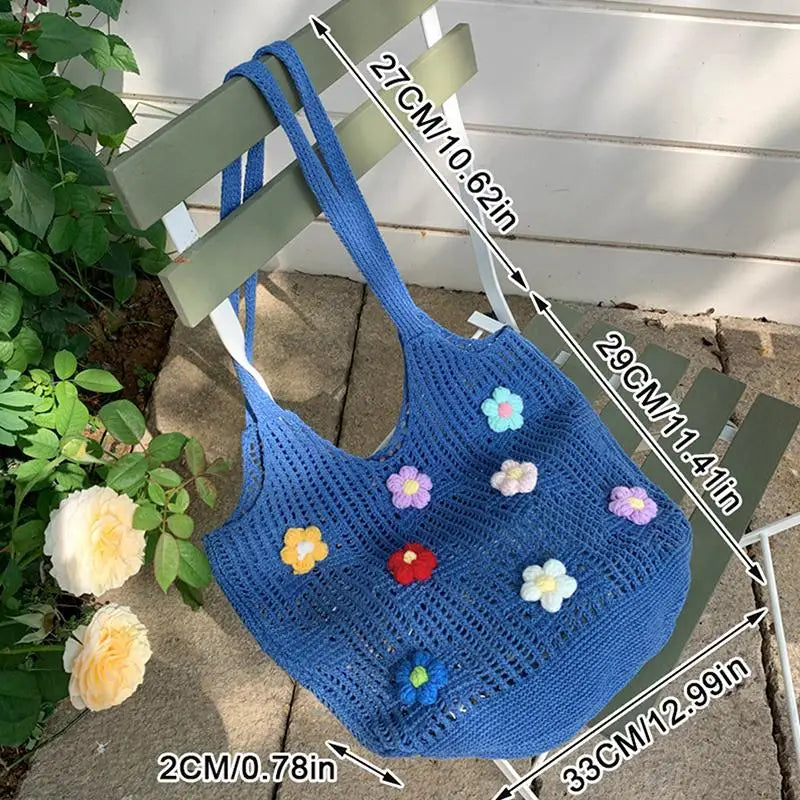 Floral Woven Shoulder Bag – Lightweight Women's Beach Tote