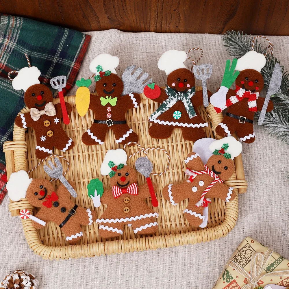 Plush Gingerbread Man Christmas Ornament Pendant | Chef