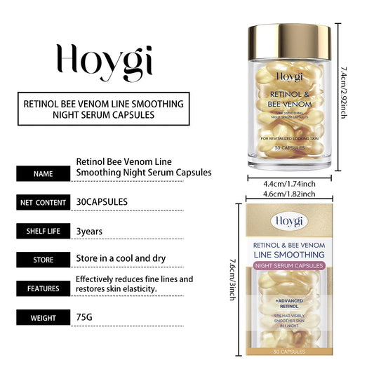 Hoygi Retinol & Bee Venom Night Serum Capsules | Anti-Aging Anti-Aging Face Serum Peaceful Pleasures Health and Wellness