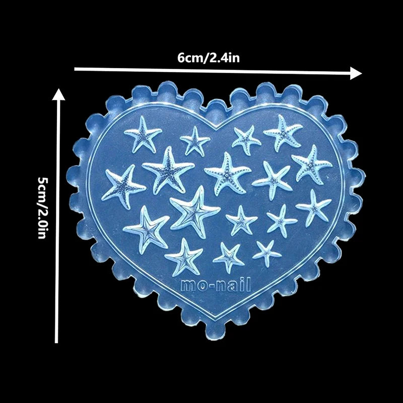Sea Starfish 3D Silicone Nail Mold Decorations Summer Starfish DIY Design Manicure Template Carving Nail Art Stencil Tool Peaceful Pleasures Health and Wellness one size