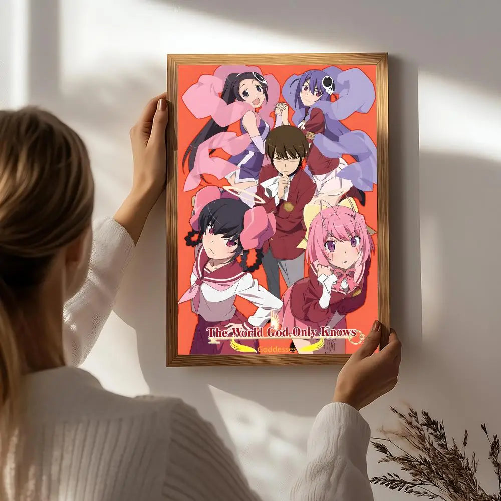Anime T-The World God Only Knows Poster HD Self Adhesive Waterproof Wall Art Ideal for Home Office Dorm Bedroom Great Gift Peaceful Pleasures Health and Wellness White2 15X20cmNoframe