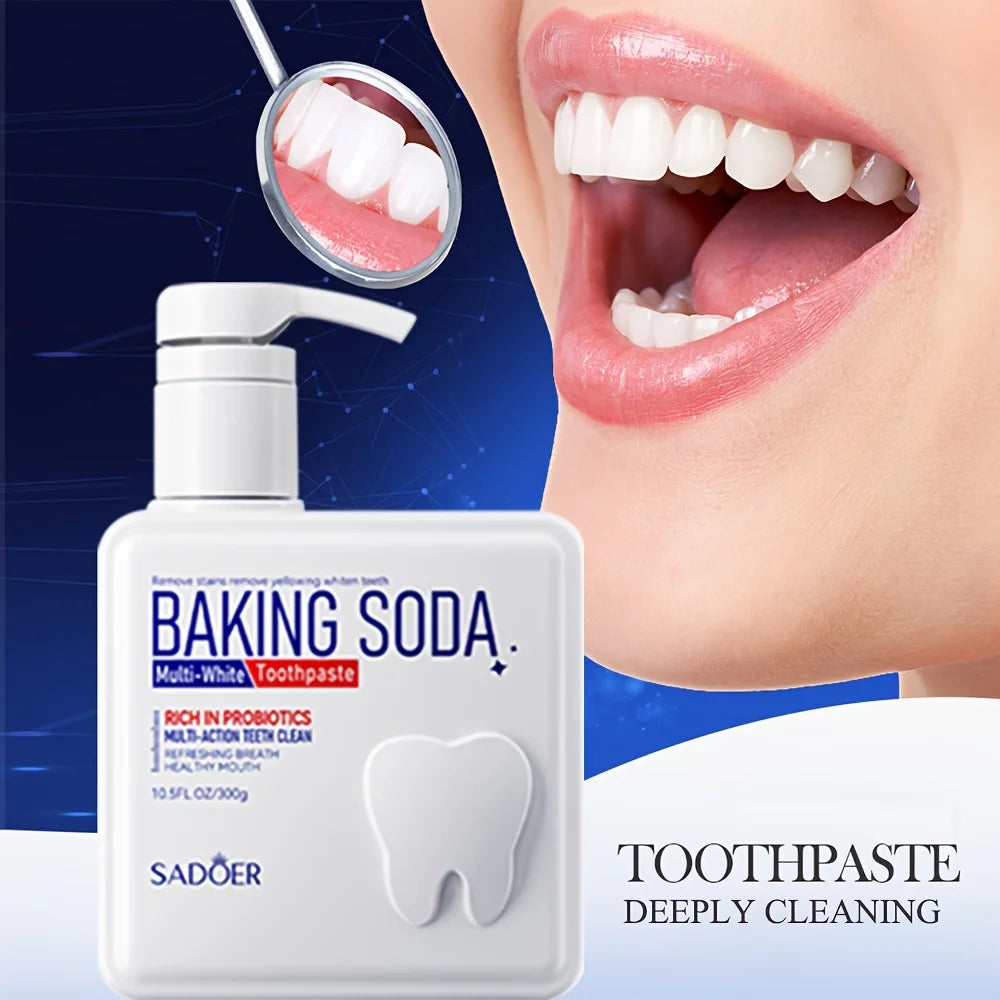 Cleansing Baking Soda Probiotic Pump Toothpaste, Deep Cleaning Teeth, Whitening And Brightening Toothpaste 300g Peaceful Pleasures Health and Wellness