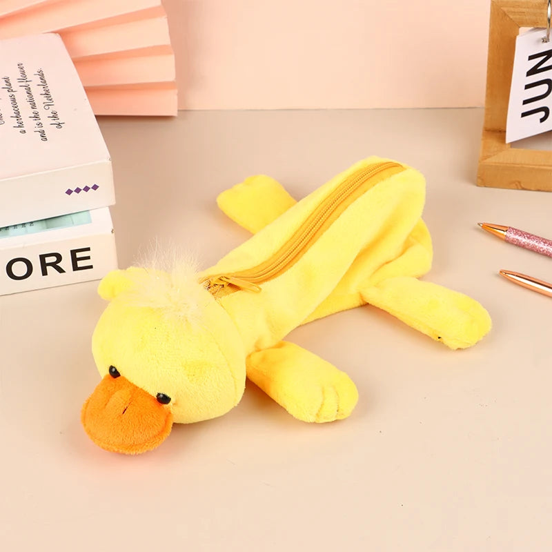 Cute Animal Plush Pencil Case – Lion Tiger Bear Pen Pouch