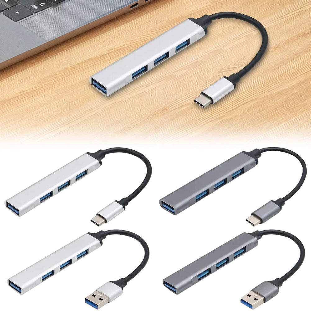 4-Port USB 3.0 Hub – 5Gbps USB-C & USB-A Port Expander Peaceful Pleasures Health and Wellness