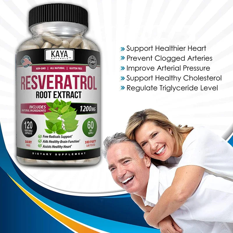 Resveratrol Capsules - Antioxidant Supplement to Support Circulatory Health and Overall Wellness - Non-GMO Peaceful Pleasures Health and Wellness