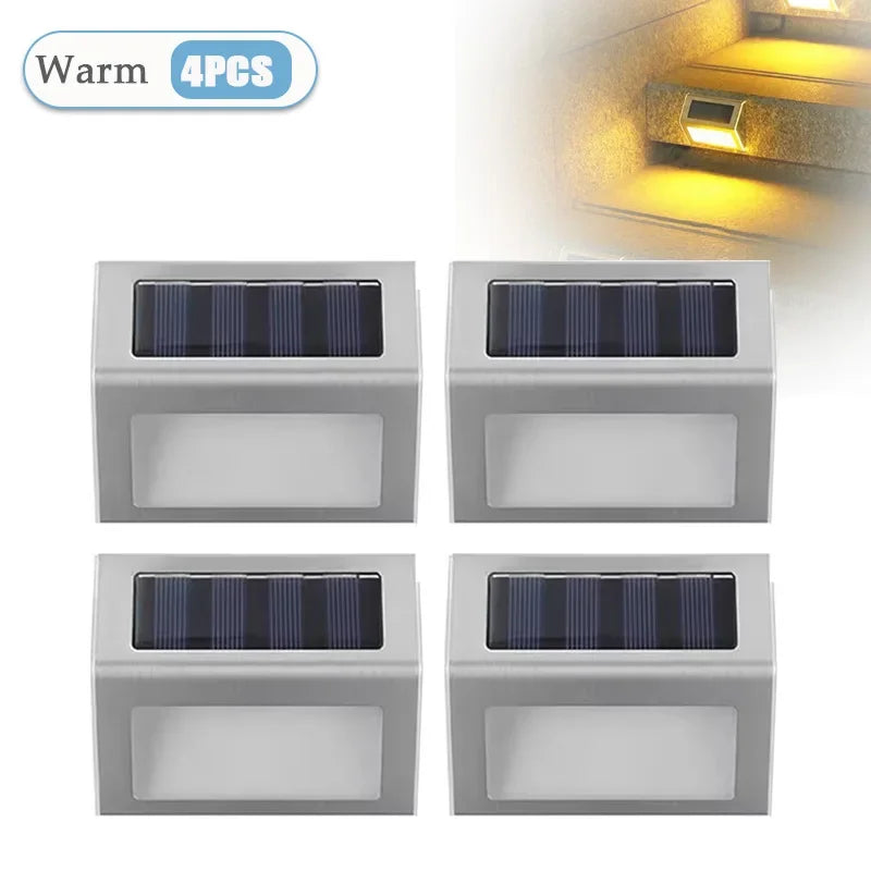 Solar Stainless Steel Step Lights – Waterproof LED Garden Wall