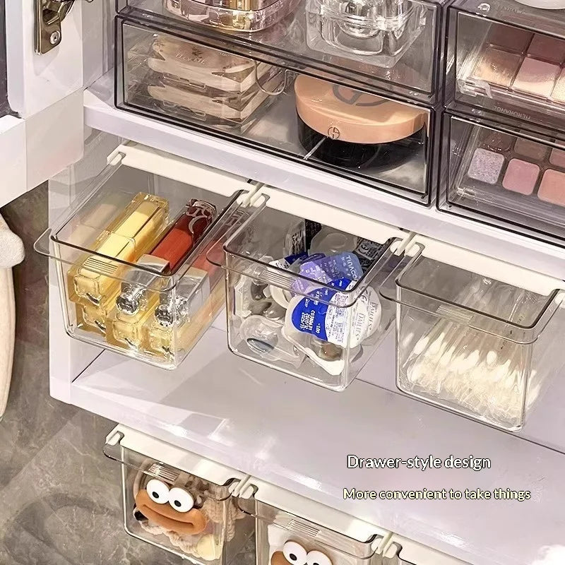 Transparent Bathroom Cotton Stick Makeup Cotton Bathroom Pull-Out Storage Drawer Style Storage Box Under The Mirror Cabinet Peaceful Pleasures Health and Wellness