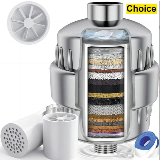 15-Stage Activated Carbon Shower Filter – Removes Chlorine & Heavy Metals Shower Water Filter Oasis Select