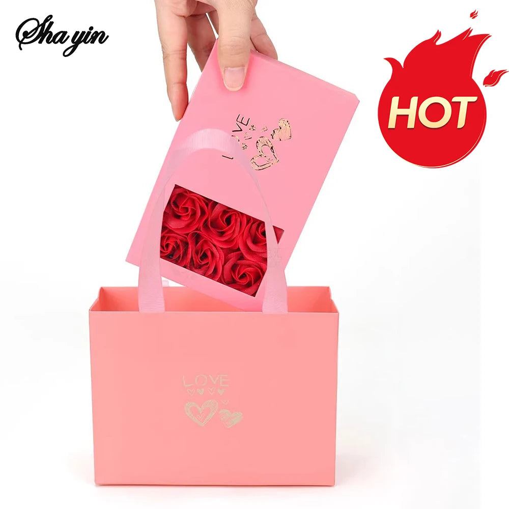 Jewelry Box Immortal Flower Jewelry Box Roses Window Valentine's Day Mother's Day Gift Box Ring Earrings Pendant Necklace Box Peaceful Pleasures Health and Wellness