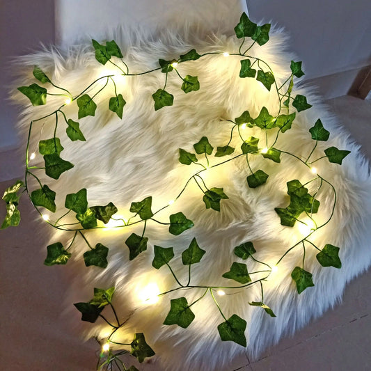 Artificial Ivy Vine Garland with LED String Lights | Home & Wedding LED Ivy Garland Peaceful Pleasures Health and Wellness