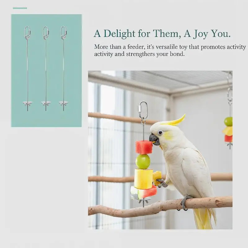 Stainless Steel Parrot Fruit & Veggie Feeding Fork | Bird Cage