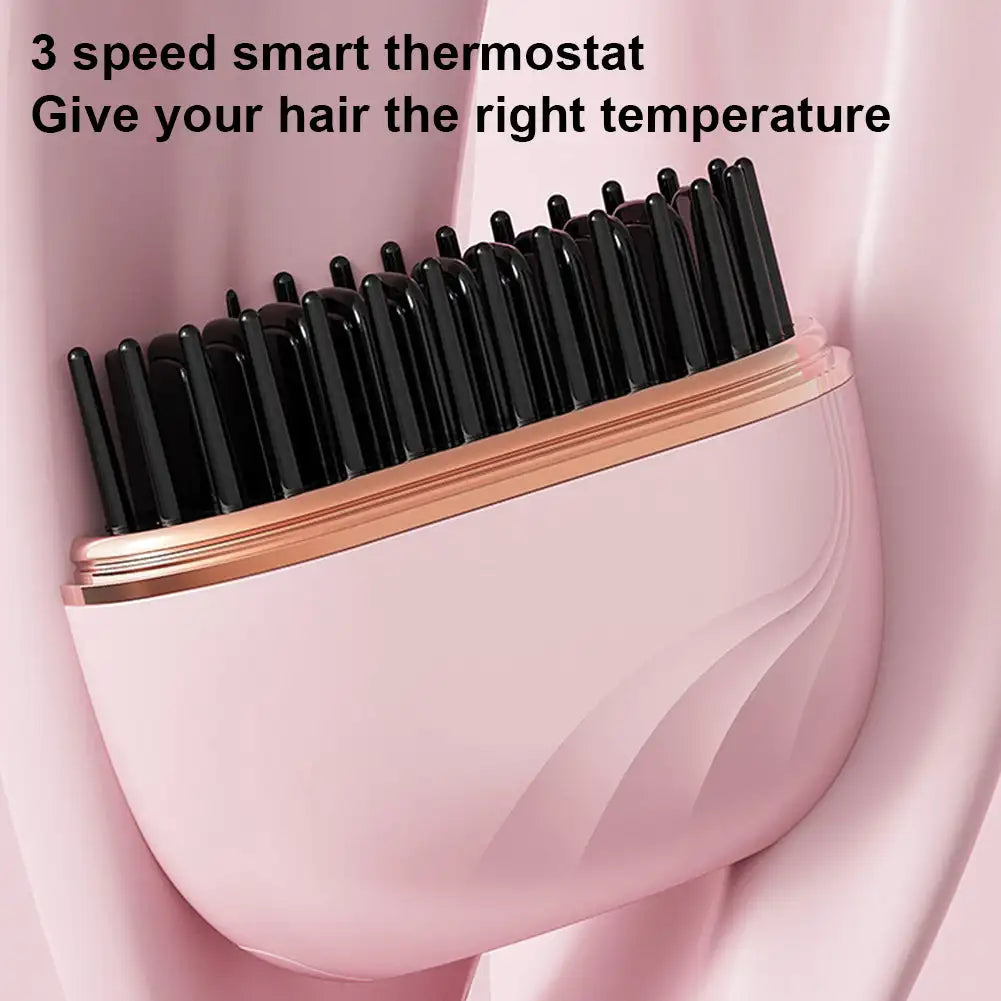 Wireless Hair Straightening Comb | 3-Heat Cordless Styler
