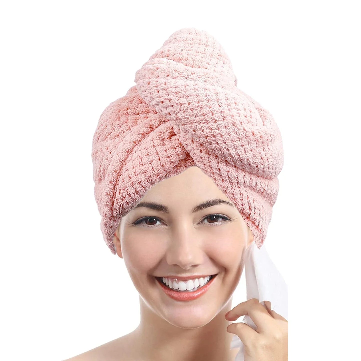 Absorbent Hair Towel Wrap with Button Closure – 9.8"×25.5"