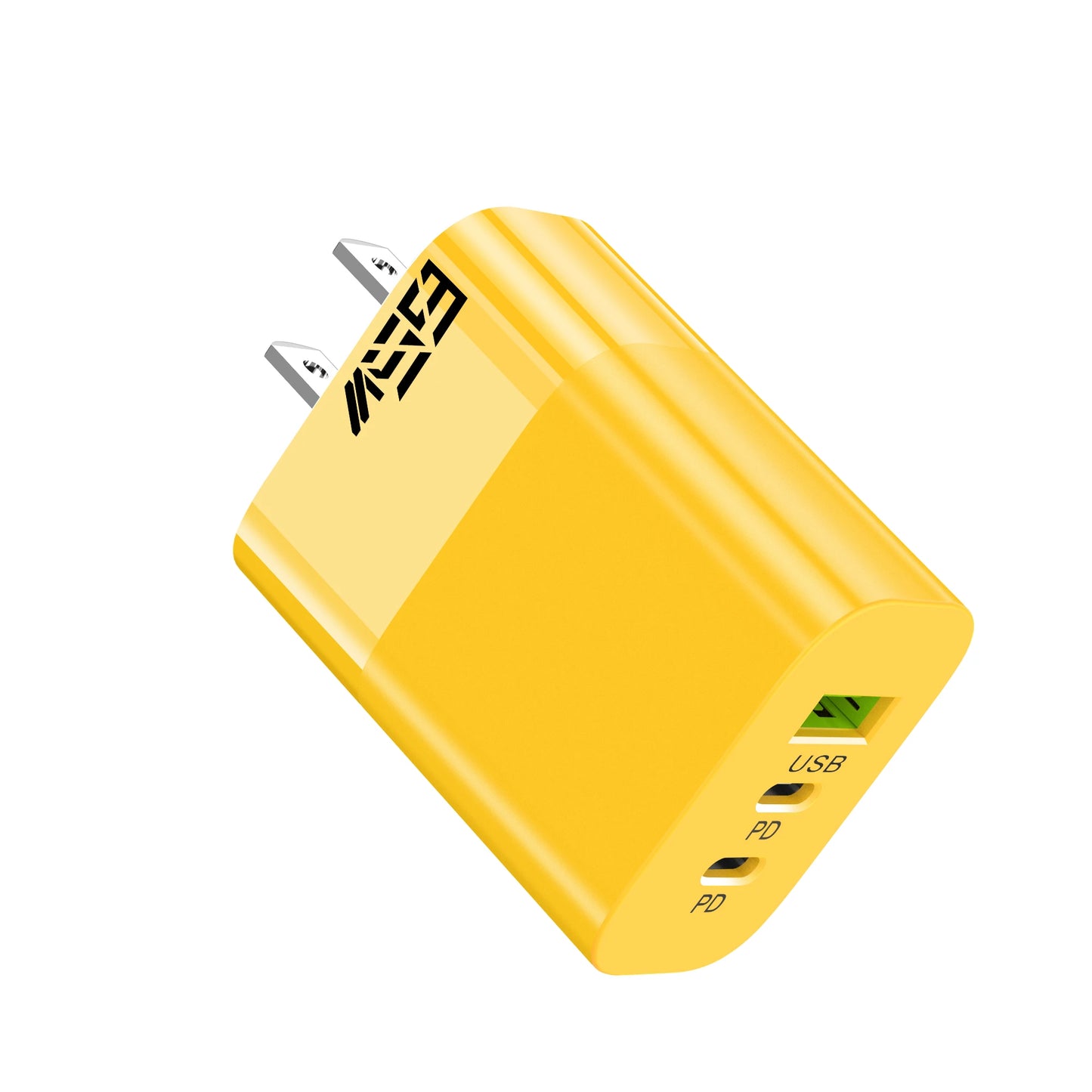 65W PD Fast Charger 3-Port USB-A Dual USB-C Wall Adapter Peaceful Pleasures Health and Wellness US Yellow