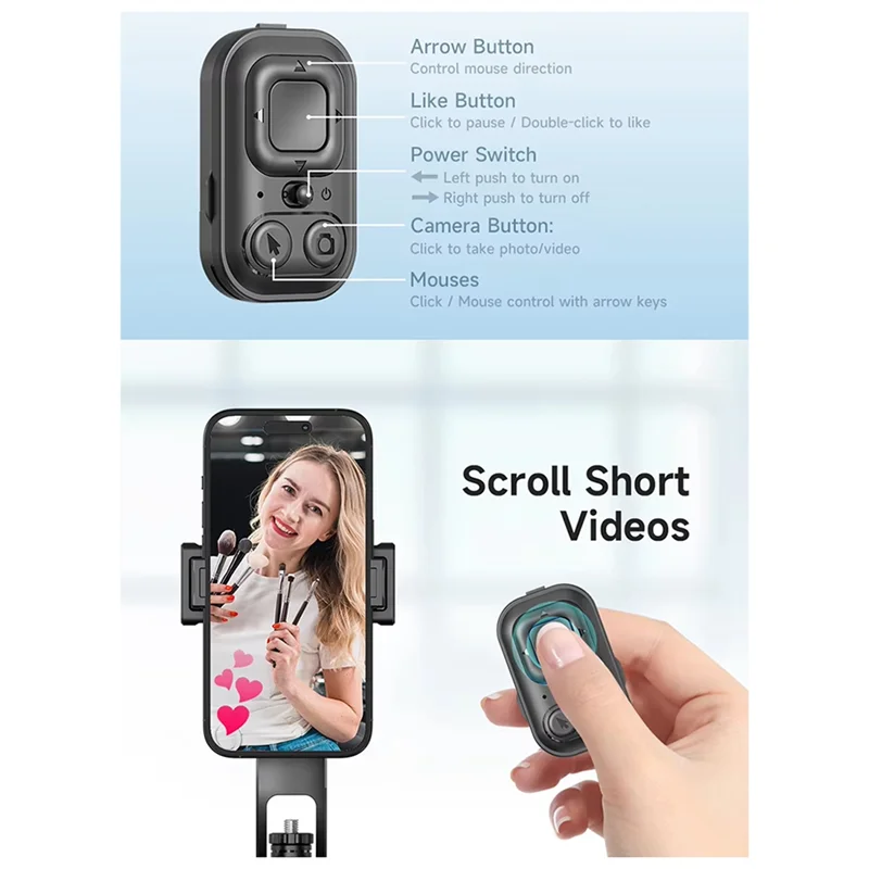 360° AI Tracking Selfie Stick Tripod with Bluetooth Shutter Peaceful Pleasures Health and Wellness Black