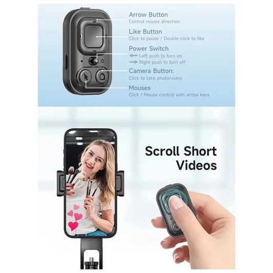 360° AI Tracking Selfie Stick Tripod with Bluetooth Shutter Peaceful Pleasures Health and Wellness Black
