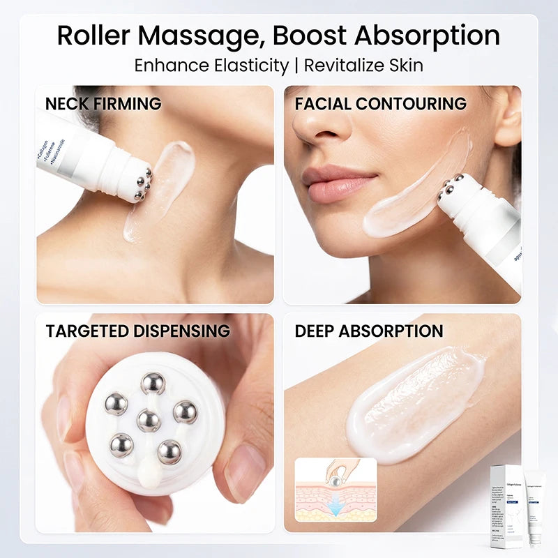 Collagen Neck Cream 50g With Roller Applicator Nourishing Skin Daily Neck Care Deeply Hydrating Moisturizer For Smoothing Skin Peaceful Pleasures Health and Wellness