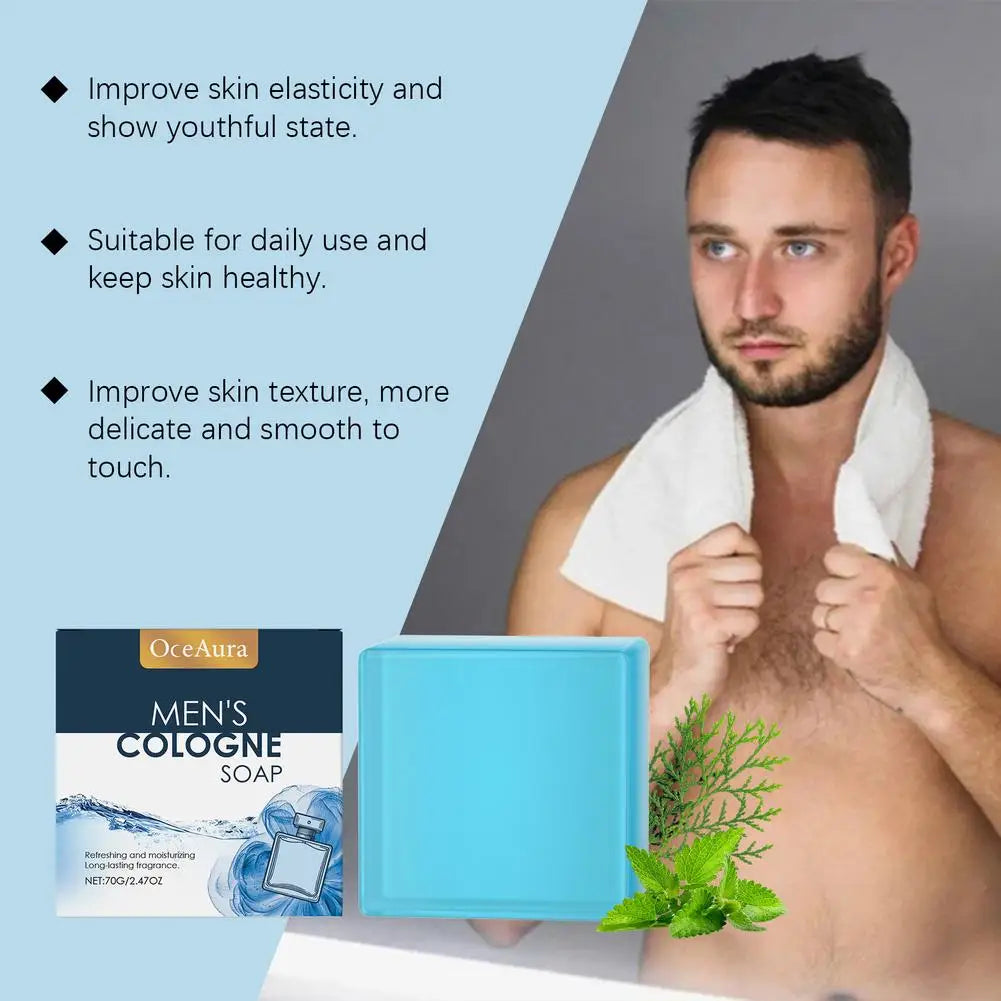 Ouhoe Men's Cologne Handmade Natural Bar Soap 70g – Deep Cleansing, Moisturizing & Exfoliating Body Soap (1 or 2 Bars) Peaceful Pleasures Health and Wellness