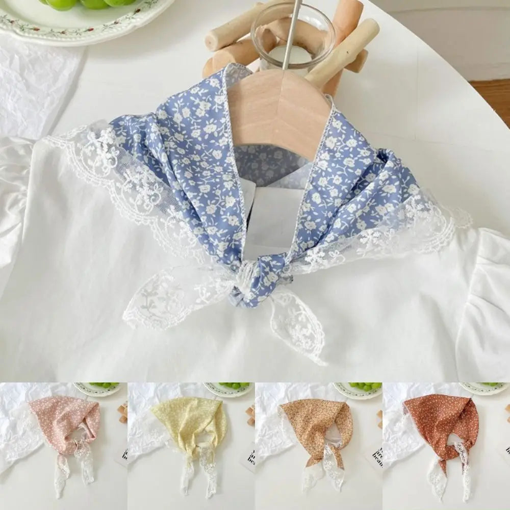 French Floral Triangle Scarf – Turban Bandana Hair Band Women
