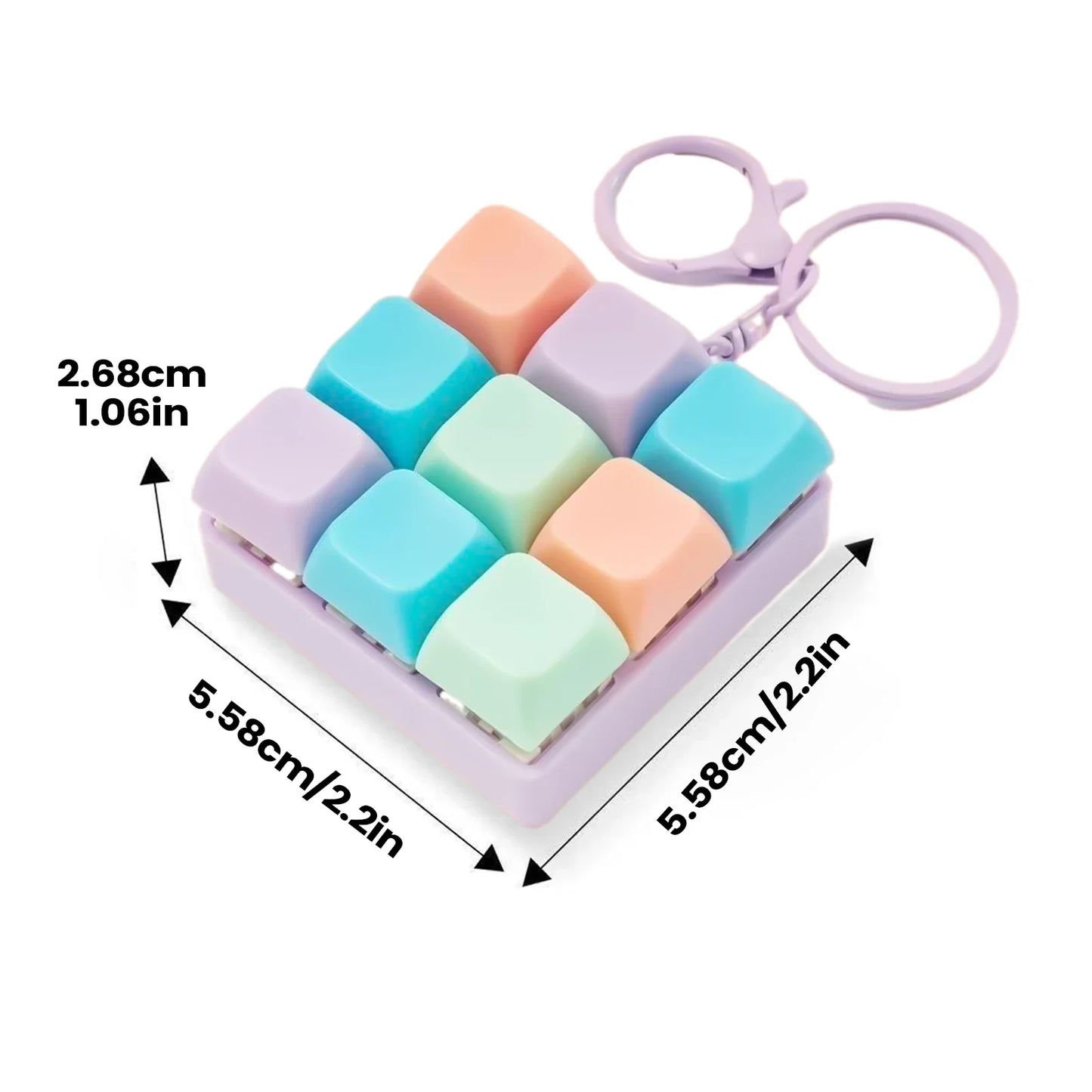 9-Key Mechanical Keyboard Fidget Clicker Keychain Toy
