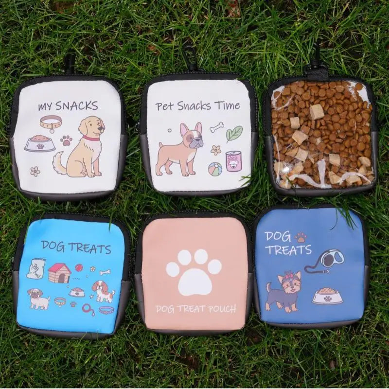 Cartoon Dog Treat Pouch – Zipper & Keychain | Training & Walking