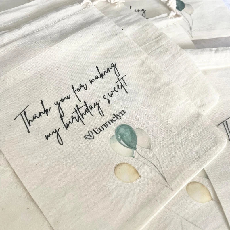 Personalized Watercolor Balloon Favor Bags | Baby Shower & Birthday
