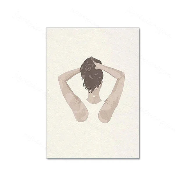Swimming Girl Abstract Canvas Wall Art | Minimalist Home Decor