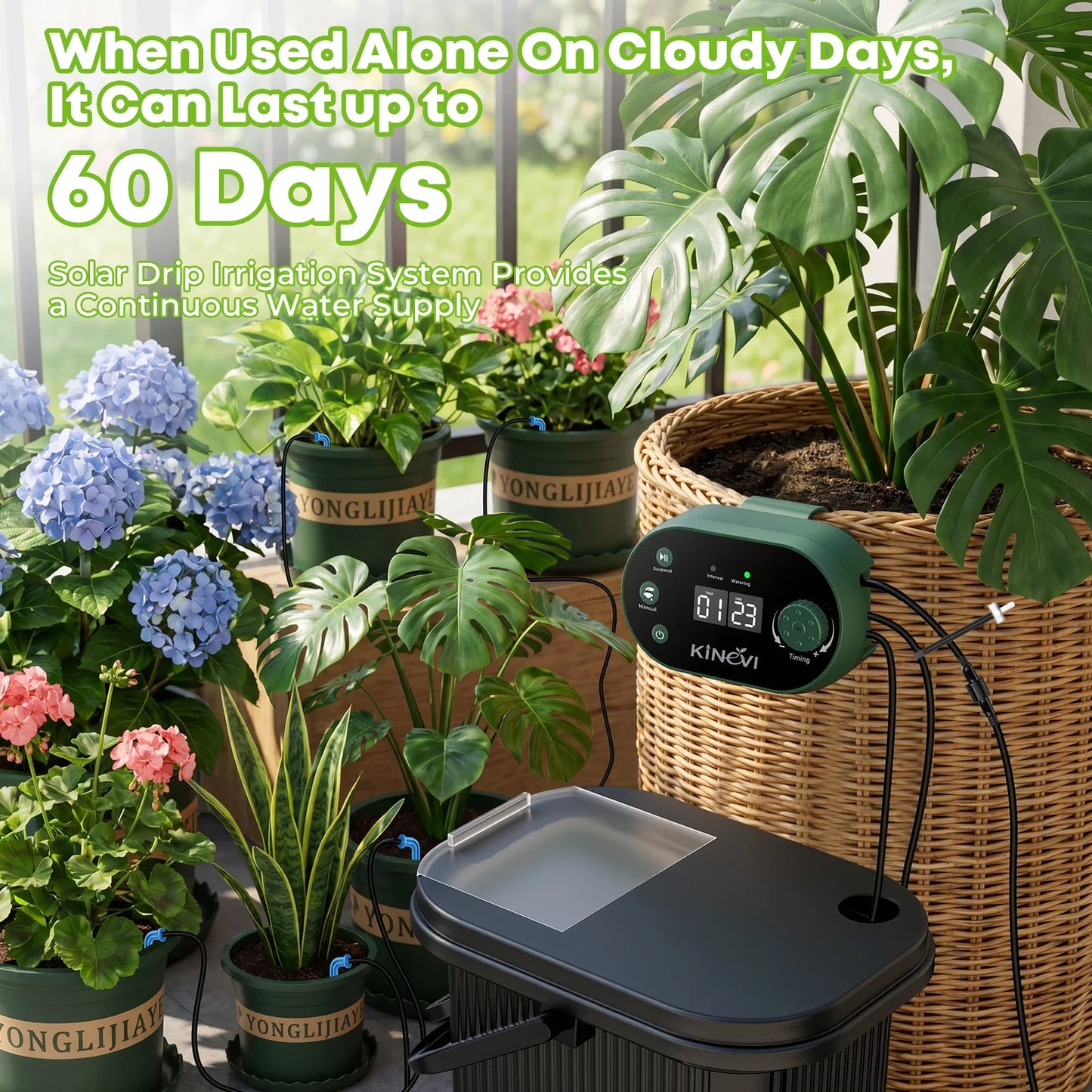 Solar Drip Irrigation System 3W – 15 Pots & 22 Timer Modes
