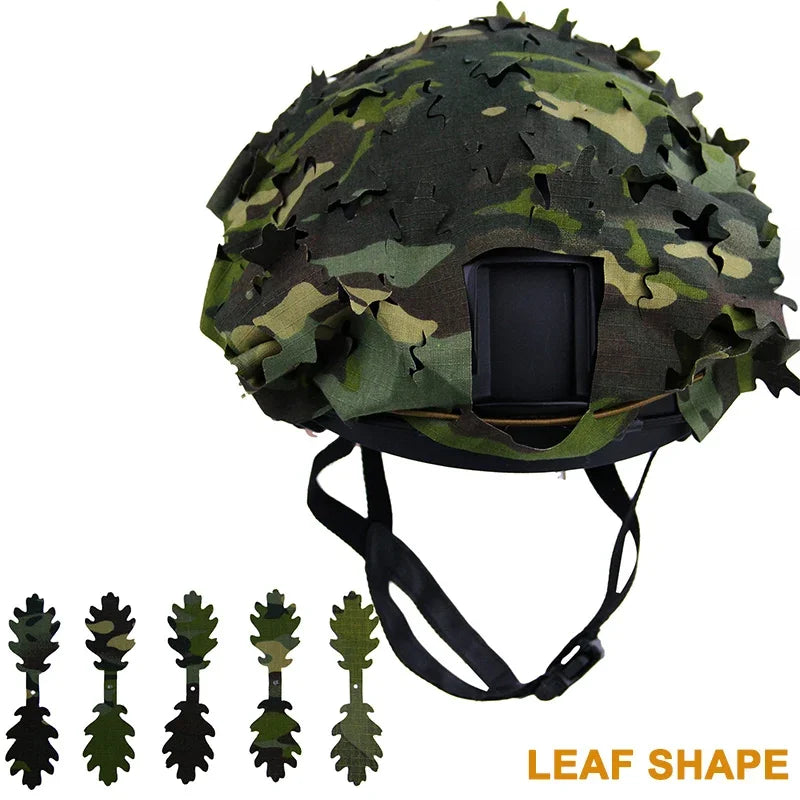 3D Camo Laser Cut Leaf Shape Airsoft Helmet Cover Mesh Helmet Cloth Paintball Paratrooper Hunting Airsoft Helmet Accessories Peaceful Pleasures Health and Wellness CP Leaf