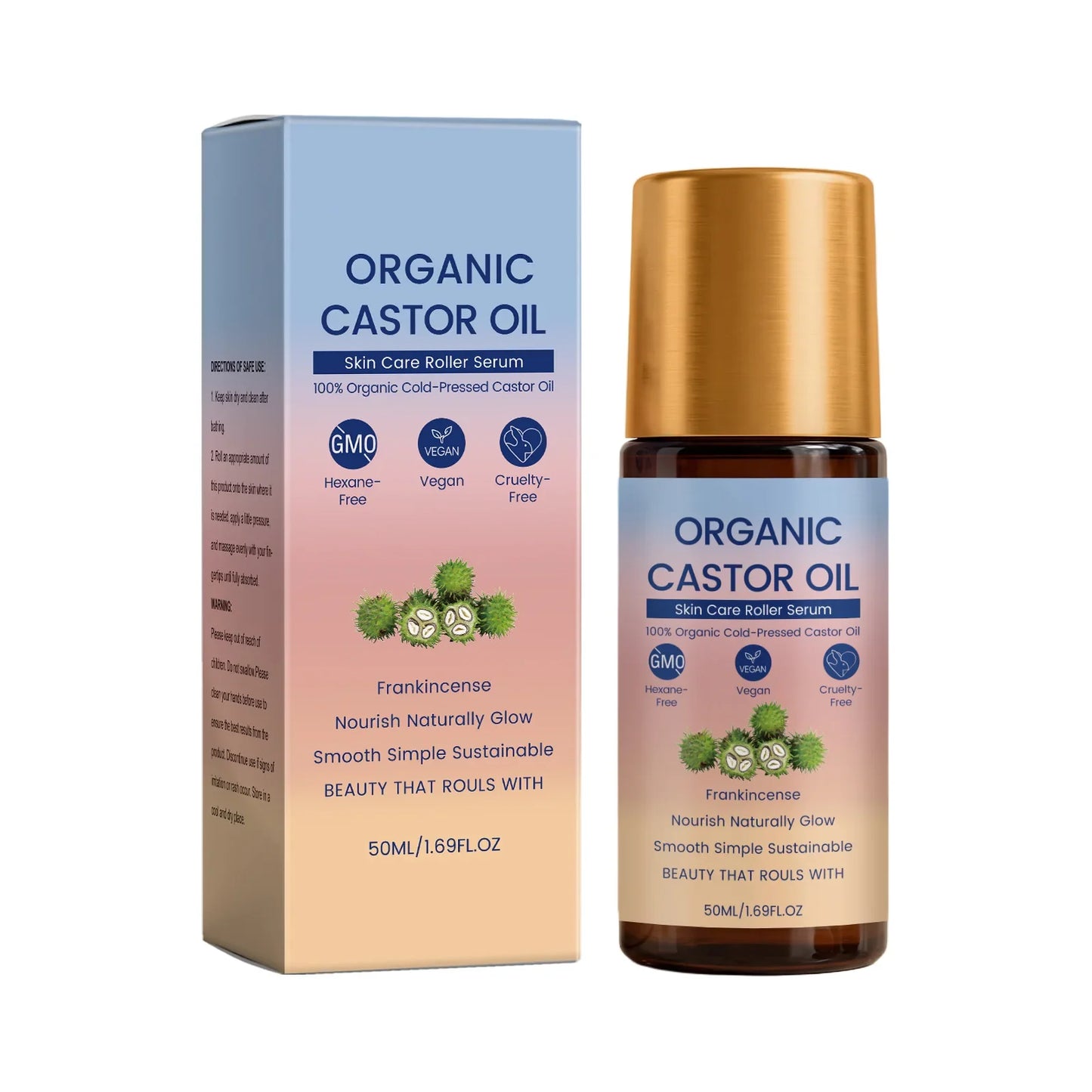 Organic Castor Oil Roller Serum – Hair, Lash & Brow Growth Oil