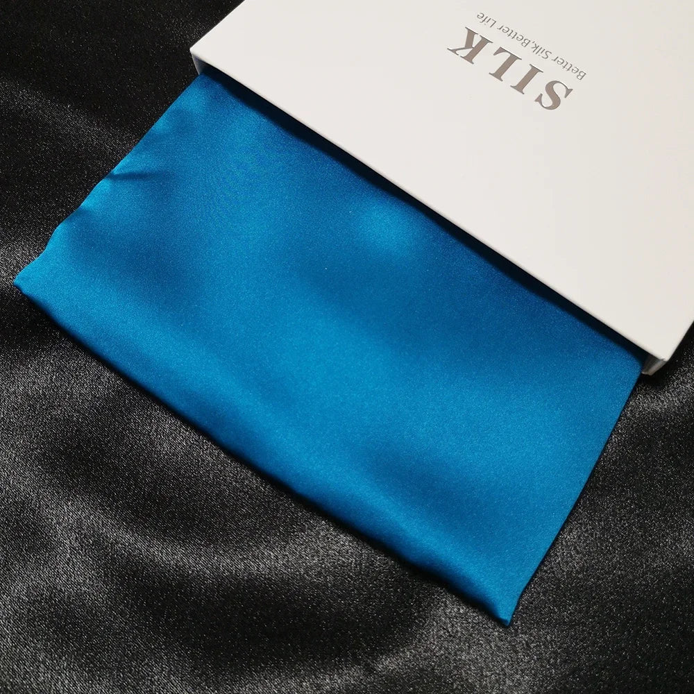 22 Momme 100% Mulberry Silk Pillowcase - Double Sided Solid Pure Silk Pillow Cover with Hidden Zipper - Grade 6A Luxury Bedding Peaceful Pleasures Health and Wellness Tibetan Blue 40x60CM