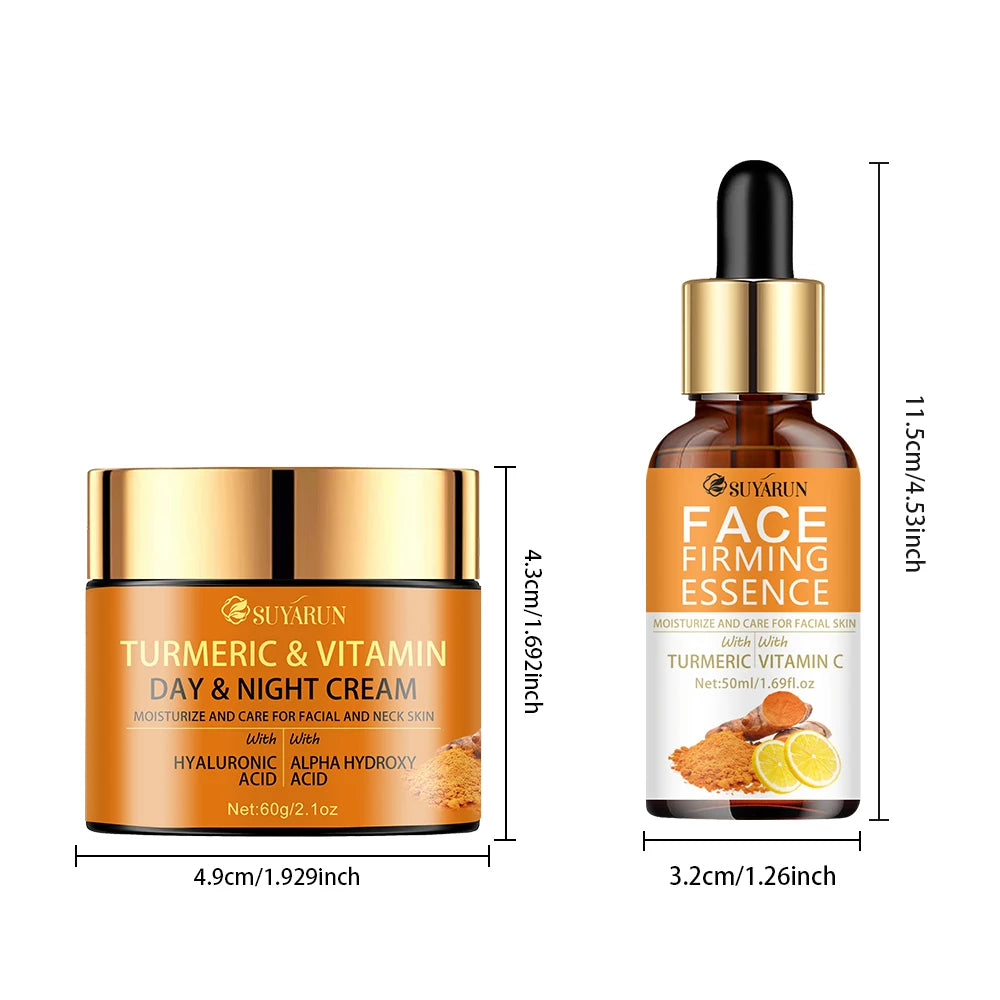 SUYARUN Vitamin C Brightening Cream + Turmeric Firming Serum Duo, Anti-Aging Skincare Set for Youthful Glow & Radiance. Peaceful Pleasures Health and Wellness