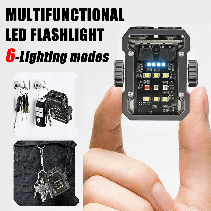 Mini Keychain Flashlight USB-C Rechargeable 6 Modes & Magnet